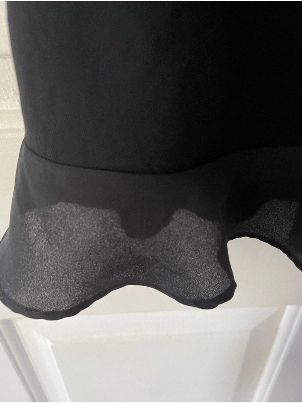 Banana Republic Black Ruffle Trim Fit & Flare Dress Size 10 NWT Cocktail Career - Picture 7 of 9